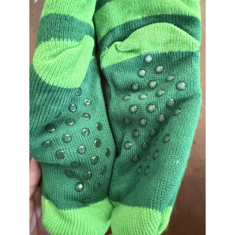 Harry Potter Slytherin Green Sherpa Fuzzy Slipper Socks Non Slip Grip